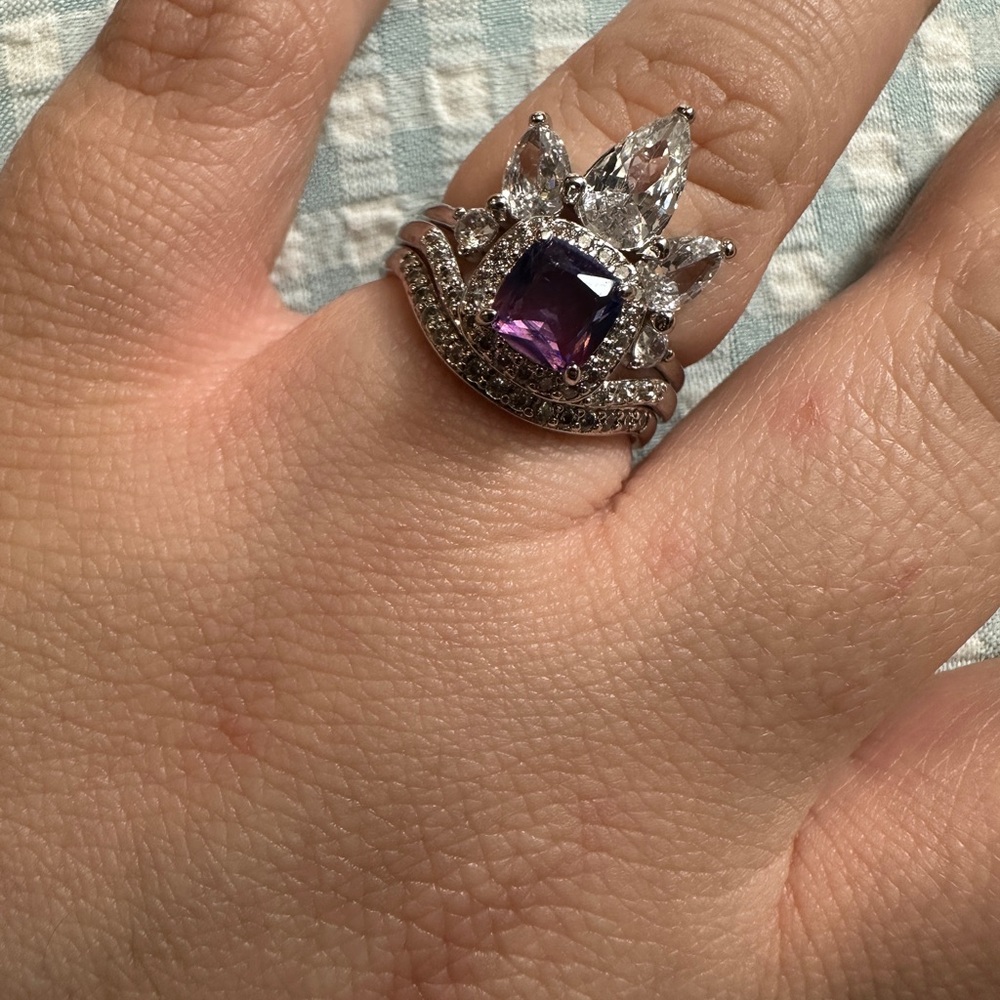 Purple lab gemstone and Silver Women's Ring